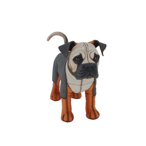 Stitched Bulldog Plush Toy 3D Model