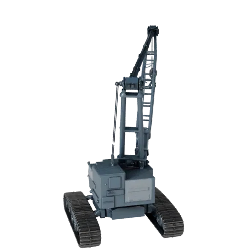 Tower Crane Stylized 3D model, stylized isometric render, showing painted steel, large mechanical silhouettes.