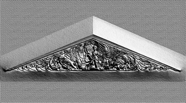 3D model of a bas-relief featuring an angel and floral ornament in a classic style.