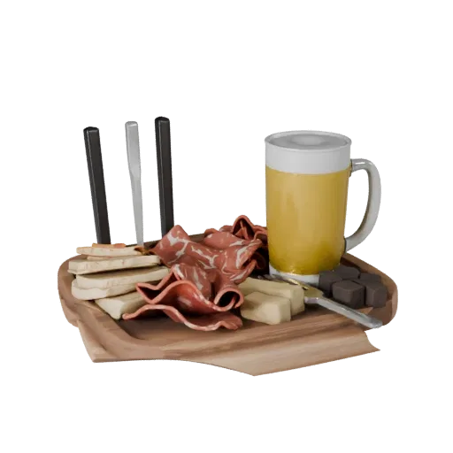 Picnic Charcuterie Board Realistic 3D model, three-quarter studio render, showing ceramic, arranged serving layout.