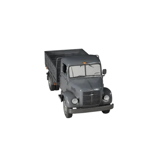 Modelo 3D Camión de Carga Vintage, vista de juego a tres cuartos, activo de vehículo listo para Unreal Engine con masa de veh