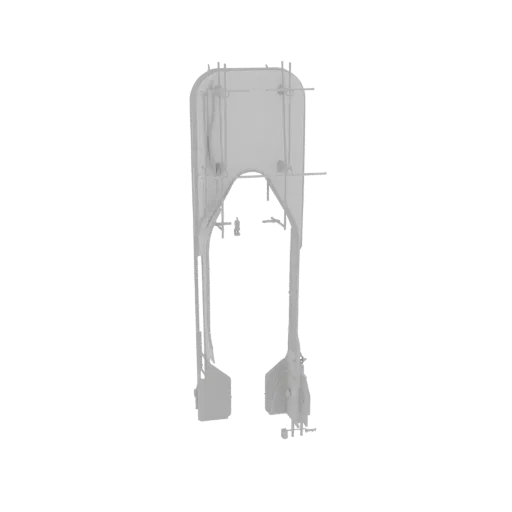 3D render of a futuristic archway with small human figures integrated into its structure, set against a black background.