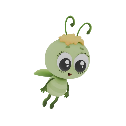 Cute Green Bug Character