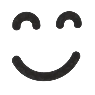 Un modelo 3D de un icono de cara sonriente simple y alegre con líneas texturizadas gris oscuro para ojos y boca sobre un fond
