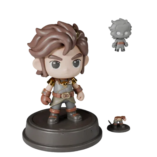 Mascot Figurine realistic 3D model preview showing pose, three-quarter scene view, toy proportion and material detail