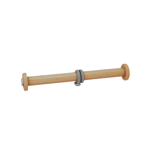 3D model of a wooden thread spool with a gray adjustable ring on a white background