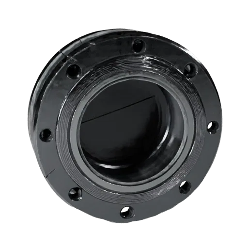 Machined Pipe Flange 3D model, side profile view, technical viewport render, showing machined metal, form detail.
