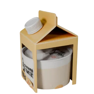 Snack Milk Carton High Poly 3D model, close-up studio render, showing cardboard, package massing.