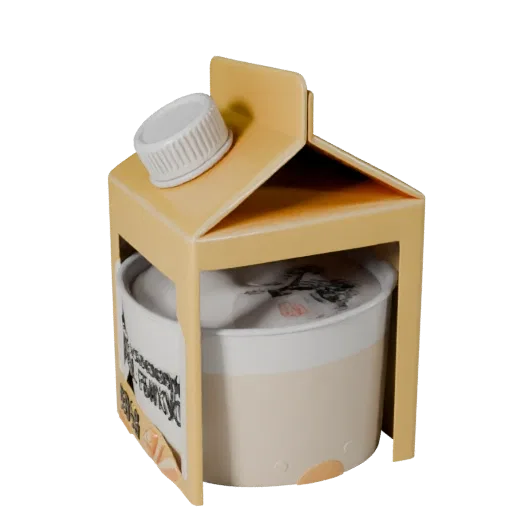 Snack Milk Carton High Poly 3D model, close-up studio render, showing cardboard, package massing.