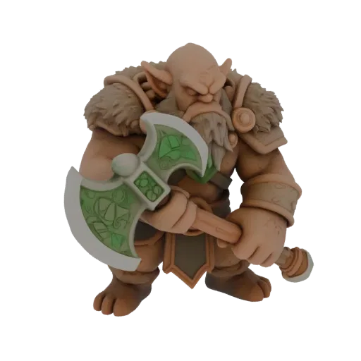 Fantasy Dwarf Barbarian Miniature STL - Attack