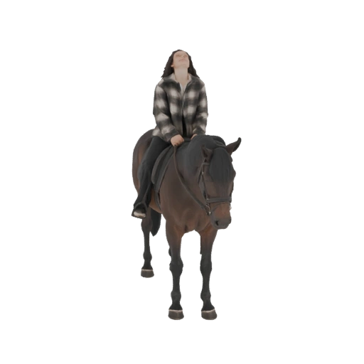 Woman Riding a Horse 3D Model