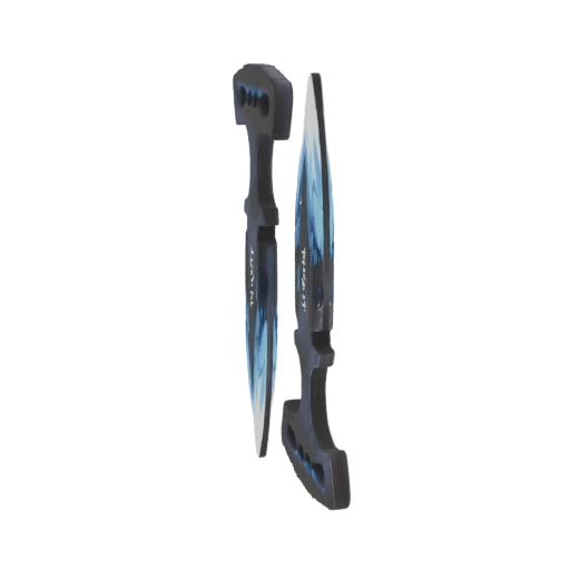 Dual Throwing Knives with Blue Flame Design