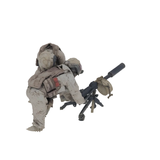 Military Soldiers with Machine Gun 3D Model