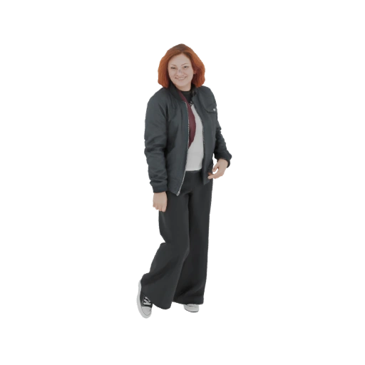 Woman in Bomber Jacket and Wide-Leg Pants