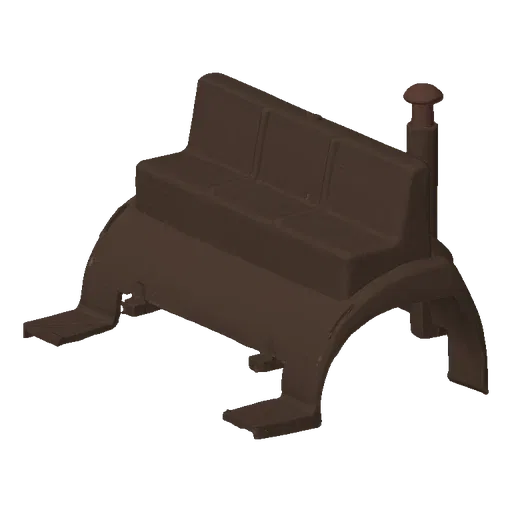 A 3D render of a modern modular bench with a brown cushioned seat and a dark brown frame, set against a black background.