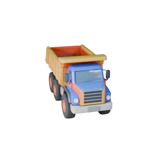 Modelo 3D de Caminhão de Lixo Cartoon, vista de estúdio em três quartos, ativo de veículo estilizado com volumetria de veícul