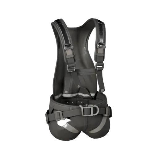 Site Protective Harness Stylized 3D model, stylized isometric render, showing plastic shells, form detail.