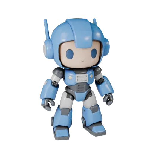 Chibi Robot Figurine STL printable 3D model preview showing pose, three-quarter display angle
