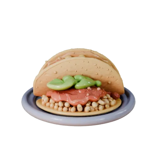 Homestyle Taco Platter 3D model, three-quarter front view, AR viewer studio render, showing sauces, plated composition.
