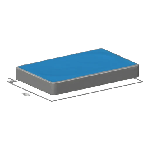3D model of a 25x25 mm rectangular platform with face heights of 3, 5, 6, and 8 mm, side view