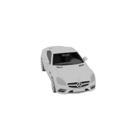3D model of white Mercedes-Benz SLC 500, front and side view