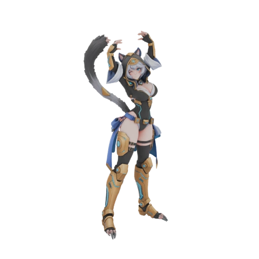 Cyberpunk Catgirl Warrior 3D Model
