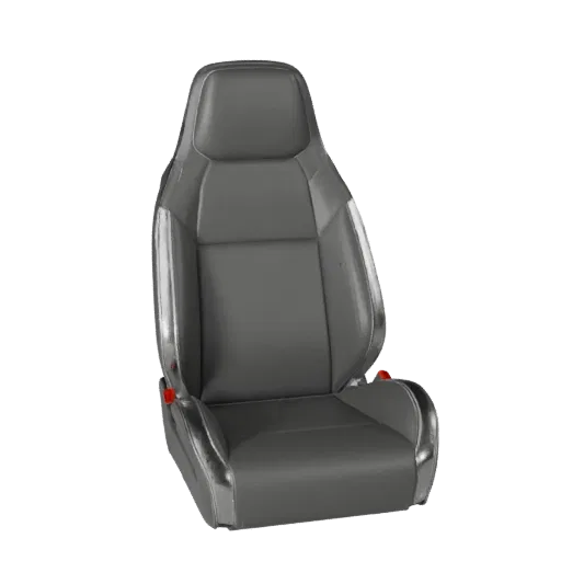 Modelo 3D de banco de carro, viewport de jogo em três quartos, ativo de veículo pronto para Unity com bordas limpas, lógica d