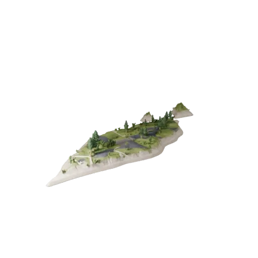 Lake Island Shore Stylized 3D model, stylized isometric environment render, showing wet stone, water edges.