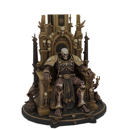 Skeletal Emperor on Golden Throne Statue
