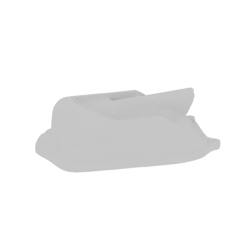 Ein 3D-Render einer glatten, weißen, abstrakten Skulptur mit fließenden Kurven und minimalistischem Design, vor einem weißen