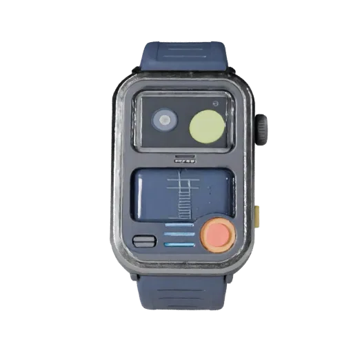 Outdoor Clip Tracker Stylized 3D model, stylized isometric render, showing silicone, wearable fit.