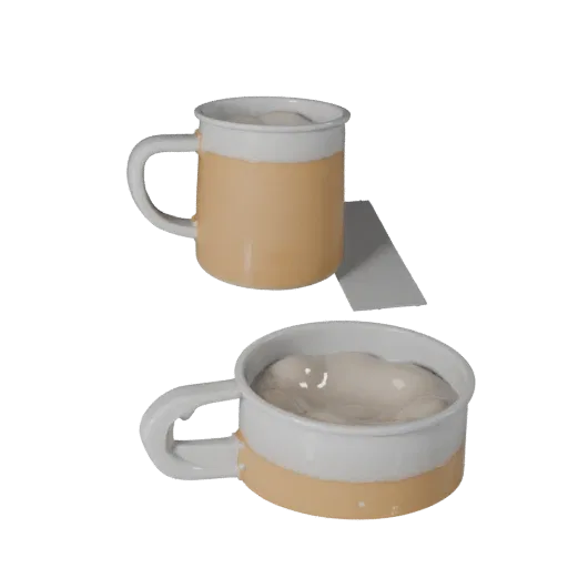 Sparkling Tea Mug Product Viz 3D model, three-quarter studio product render, showing glass, container shape.