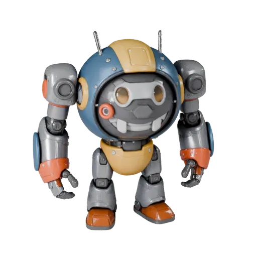 Robot Animal Mascot STL printable 3D model preview showing pose, three-quarter display angle