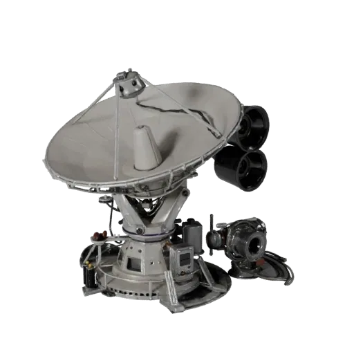 Observatory Radio Dish High Poly 3D model, close-up studio render, showing metal tubes, optical alignment.
