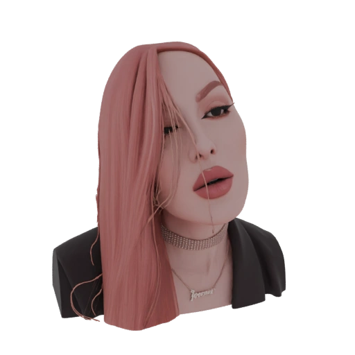 Glamorous Woman Bust with Pink Hair