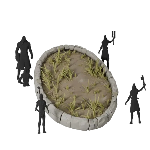 Snow Oval Base realistic 3D model preview showing rim shape, three-quarter scene view, height and ground texture
