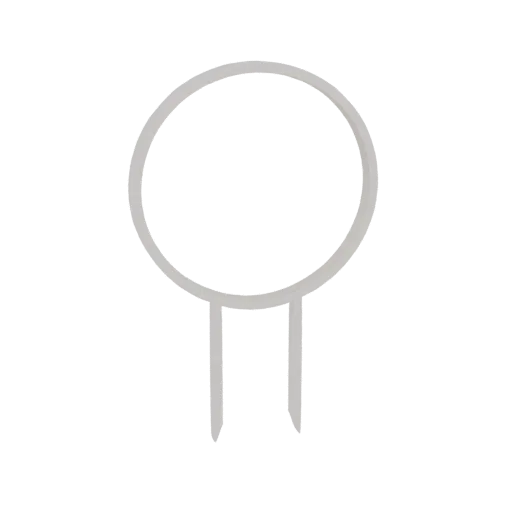 3D model of a minimalist cake topper with a circular top and two vertical rods, rendered in a light gray color.
