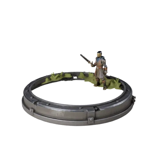 Industrial Round Base product render 3D model preview showing rim shape, three-quarter view, height and ground texture