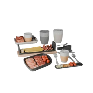 Picnic Charcuterie Board Product Viz 3D model, three-quarter studio product render, showing ceramic, form detail.