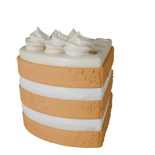 Mini Layer Cake 3D model, three-quarter front view, Unity viewport, showing cream, sweet food silhouette.