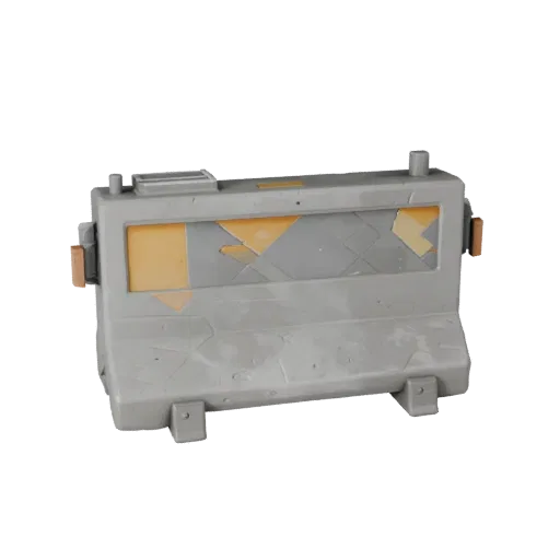 Roadwork Traffic Barrier Stylized 3D model, stylized isometric render, showing concrete, site-ready silhouettes.