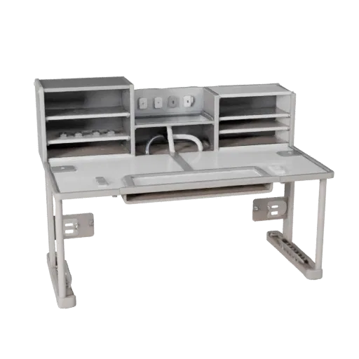 Corporate Desk Organizer Modular 3D model, isometric modular kit view, showing plastic, desk-scale silhouettes.