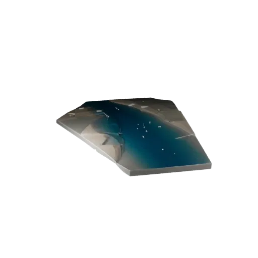 River Segment Modular 3D model, isometric modular kit view, showing wet stone, water edges.