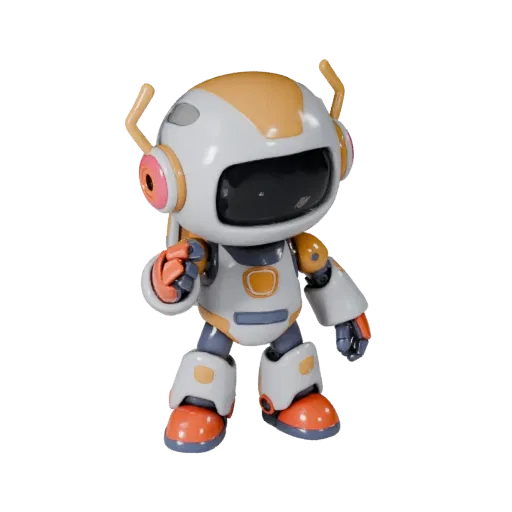 Robot Mascot Character STL printable 3D model preview showing pose, three-quarter display angle