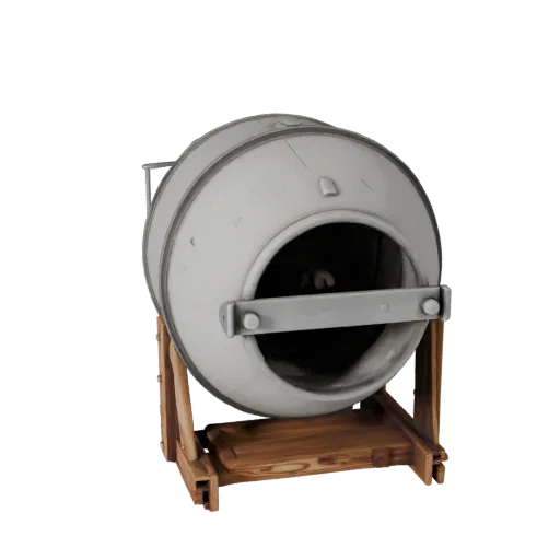 Temporary Concrete Mixer Modular 3D model, isometric modular kit view, showing concrete, site-ready silhouettes.