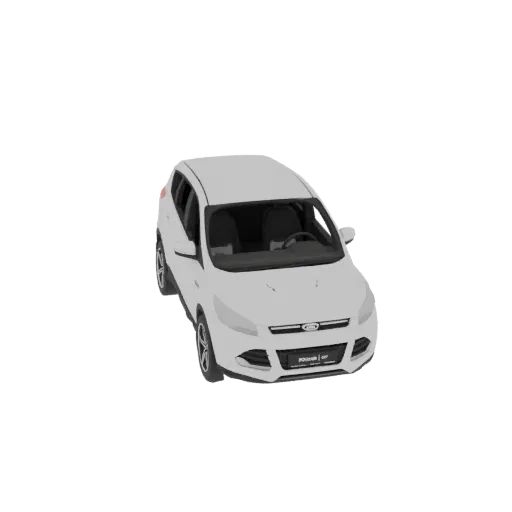 Modelo 3D do Ford Escape SUV branco 2013, visto de um ângulo frontal ligeiramente elevado.