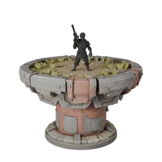 Industrial Scenic Base stylized 3D model preview showing rim shape, three-quarter game view, height and ground texture