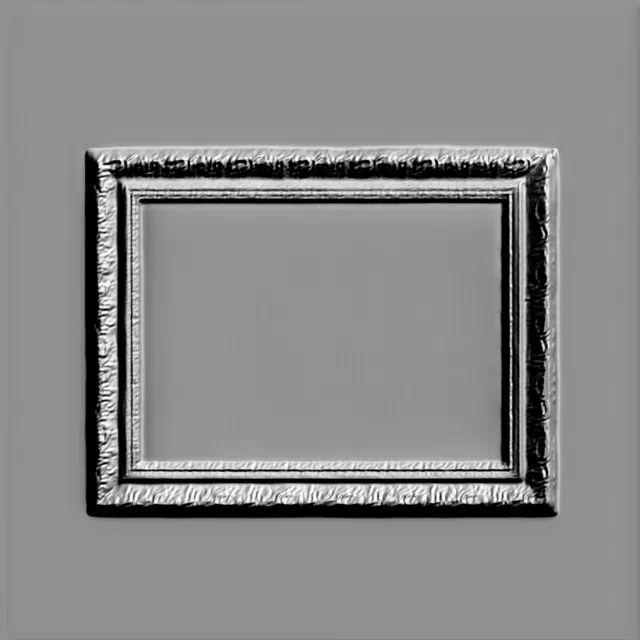 3D-Modell eines Basrelief-Rahmens mit Medaillon, das klassische Ornamente und ein zentrales Element zeigt.