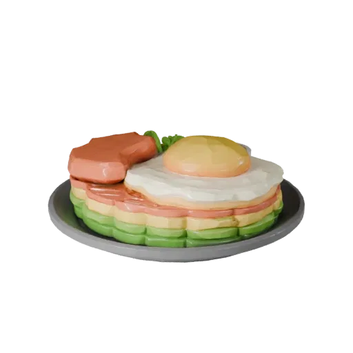 Fried Egg STL print ready 3D model, close-up hero shot, showing plate proportion and finish under studio key light.