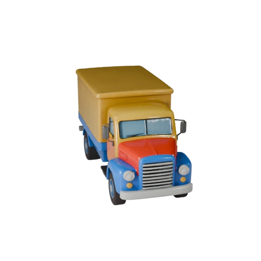 Caminhão de Carga Vintage Desenho Animado 3D - Jogo Estilizado